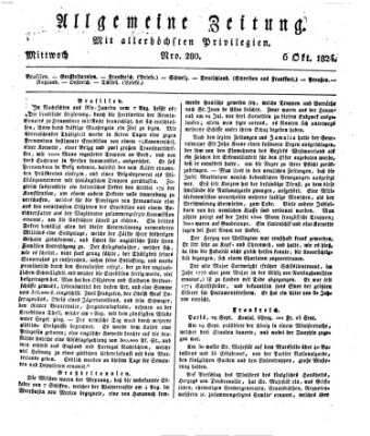 Allgemeine Zeitung Mittwoch 6. Oktober 1824