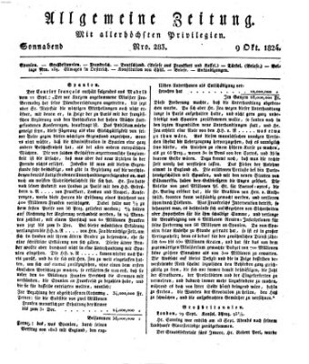 Allgemeine Zeitung Samstag 9. Oktober 1824