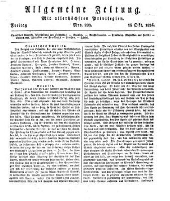 Allgemeine Zeitung Freitag 15. Oktober 1824