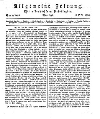 Allgemeine Zeitung Samstag 16. Oktober 1824