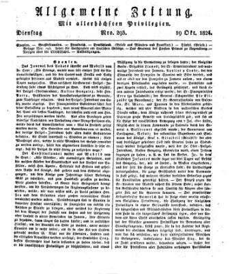 Allgemeine Zeitung Dienstag 19. Oktober 1824