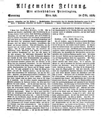 Allgemeine Zeitung Sonntag 24. Oktober 1824