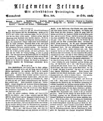 Allgemeine Zeitung Samstag 30. Oktober 1824