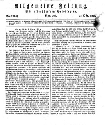 Allgemeine Zeitung Sonntag 31. Oktober 1824