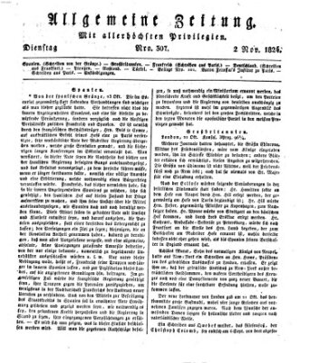 Allgemeine Zeitung Dienstag 2. November 1824