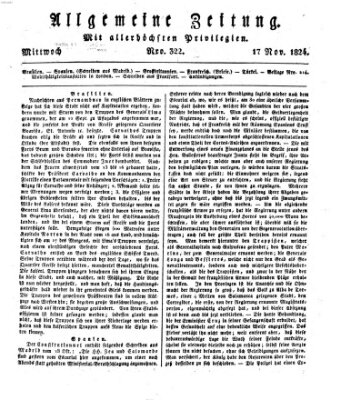 Allgemeine Zeitung Mittwoch 17. November 1824