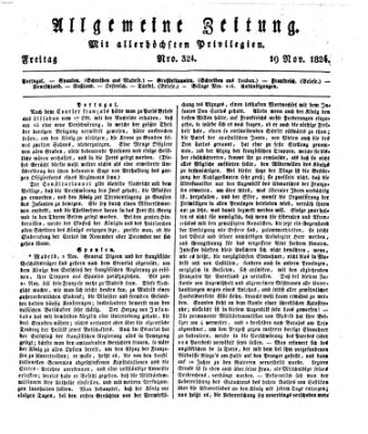 Allgemeine Zeitung Freitag 19. November 1824