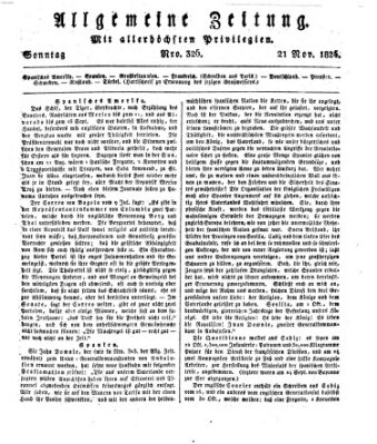 Allgemeine Zeitung Sonntag 21. November 1824