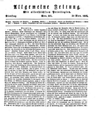 Allgemeine Zeitung Dienstag 30. November 1824