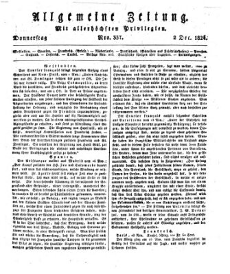 Allgemeine Zeitung Donnerstag 2. Dezember 1824