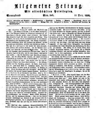 Allgemeine Zeitung Samstag 11. Dezember 1824