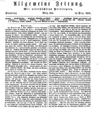 Allgemeine Zeitung Sonntag 19. Dezember 1824