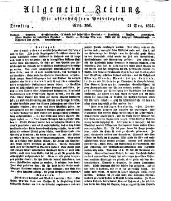 Allgemeine Zeitung Dienstag 21. Dezember 1824