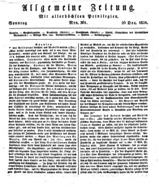 Allgemeine Zeitung Sonntag 26. Dezember 1824