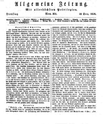 Allgemeine Zeitung Dienstag 28. Dezember 1824