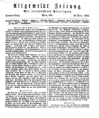 Allgemeine Zeitung Donnerstag 30. Dezember 1824