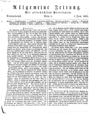 Allgemeine Zeitung Samstag 1. Januar 1825