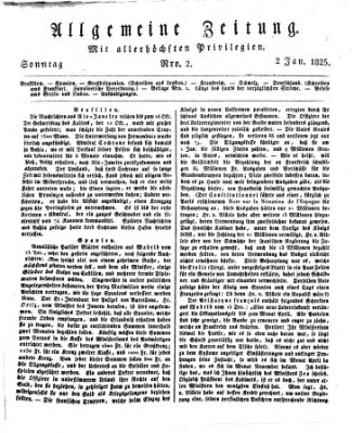 Allgemeine Zeitung Sonntag 2. Januar 1825