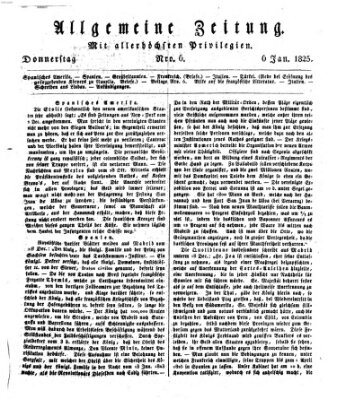 Allgemeine Zeitung Donnerstag 6. Januar 1825