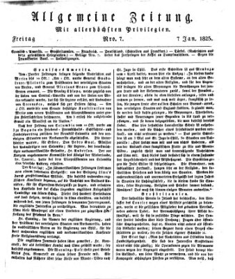 Allgemeine Zeitung Freitag 7. Januar 1825