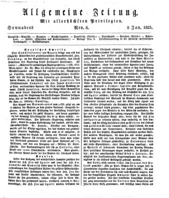 Allgemeine Zeitung Samstag 8. Januar 1825