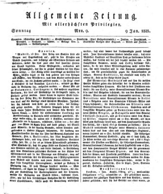 Allgemeine Zeitung Sonntag 9. Januar 1825