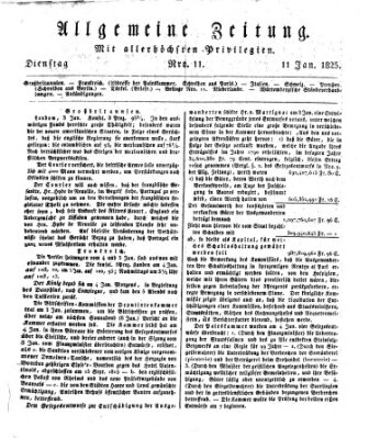 Allgemeine Zeitung Dienstag 11. Januar 1825