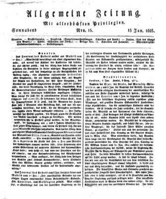 Allgemeine Zeitung Samstag 15. Januar 1825