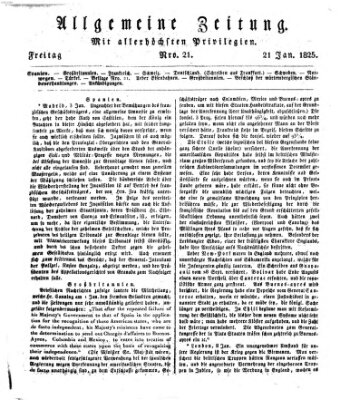 Allgemeine Zeitung Freitag 21. Januar 1825