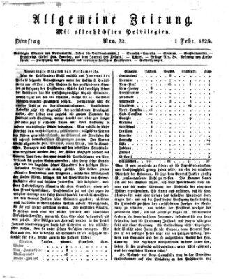 Allgemeine Zeitung Dienstag 1. Februar 1825