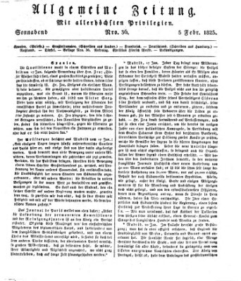 Allgemeine Zeitung Samstag 5. Februar 1825