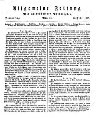 Allgemeine Zeitung Donnerstag 10. Februar 1825