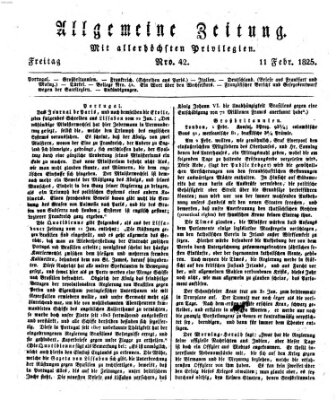 Allgemeine Zeitung Freitag 11. Februar 1825