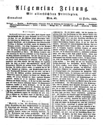 Allgemeine Zeitung Samstag 12. Februar 1825