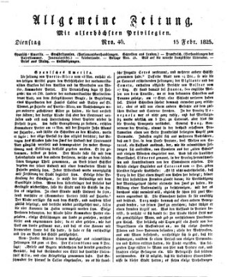 Allgemeine Zeitung Dienstag 15. Februar 1825