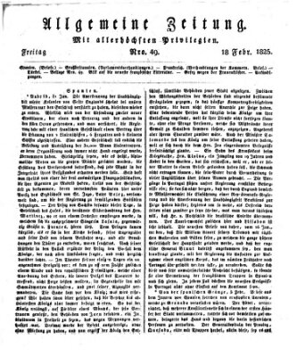 Allgemeine Zeitung Freitag 18. Februar 1825