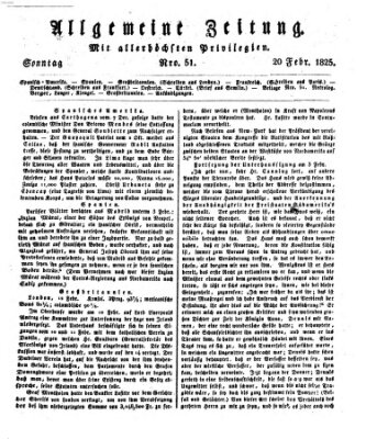 Allgemeine Zeitung Sonntag 20. Februar 1825