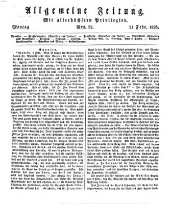 Allgemeine Zeitung Montag 21. Februar 1825