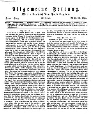 Allgemeine Zeitung Donnerstag 24. Februar 1825