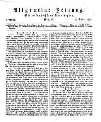 Allgemeine Zeitung Freitag 25. Februar 1825