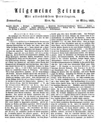 Allgemeine Zeitung Donnerstag 10. März 1825