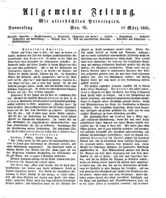 Allgemeine Zeitung Donnerstag 17. März 1825