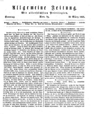 Allgemeine Zeitung Sonntag 20. März 1825