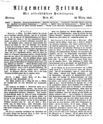 Allgemeine Zeitung Montag 28. März 1825