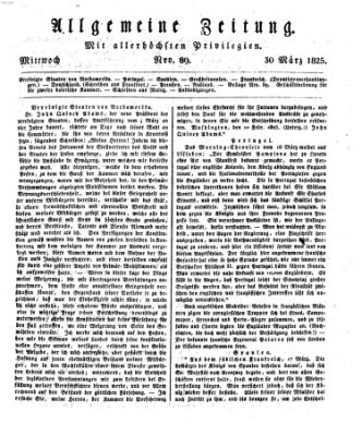 Allgemeine Zeitung Mittwoch 30. März 1825