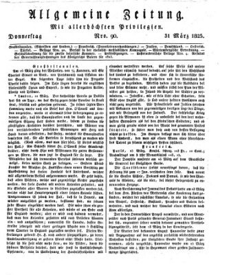 Allgemeine Zeitung Donnerstag 31. März 1825