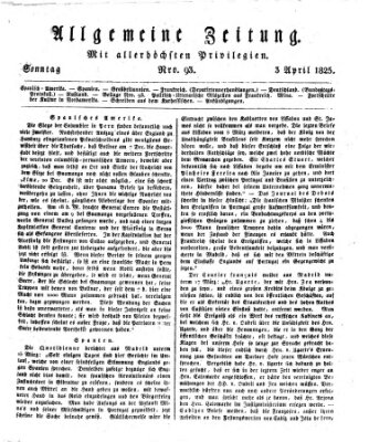 Allgemeine Zeitung Sonntag 3. April 1825