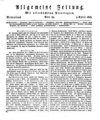 Allgemeine Zeitung Samstag 9. April 1825