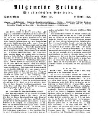 Allgemeine Zeitung Donnerstag 14. April 1825