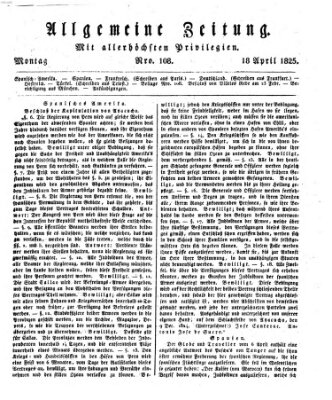 Allgemeine Zeitung Montag 18. April 1825